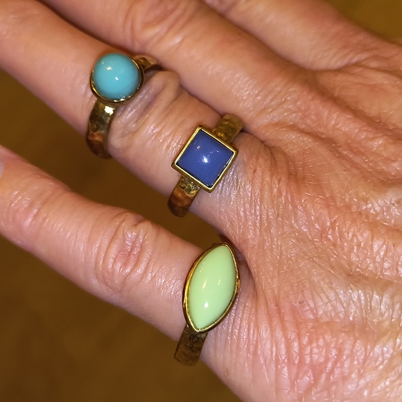 Hammered Gold Stackable Rings - Picture 4 of 8